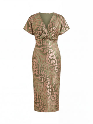 QUILLA | RUFFLE SLEEVE MIDI DRESS FOR WOMEN