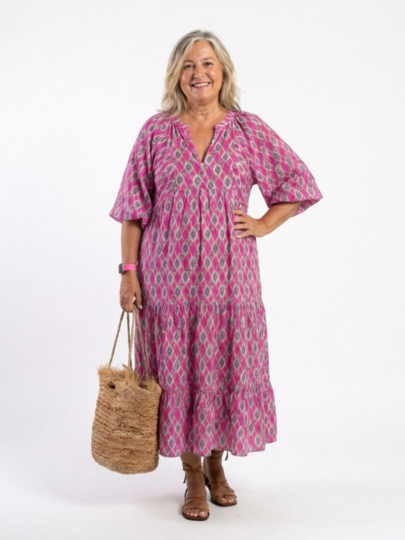 APOLLINE | SLEEVE NECK MIDI DRESS FOR WOMEN