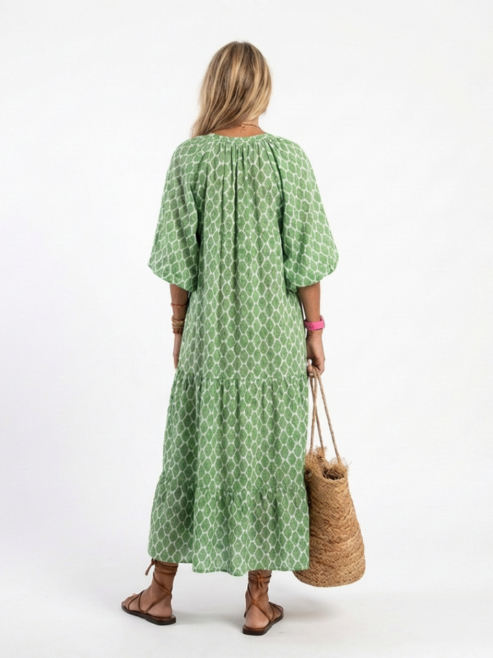 APOLLINE | SLEEVE NECK MIDI DRESS FOR WOMEN