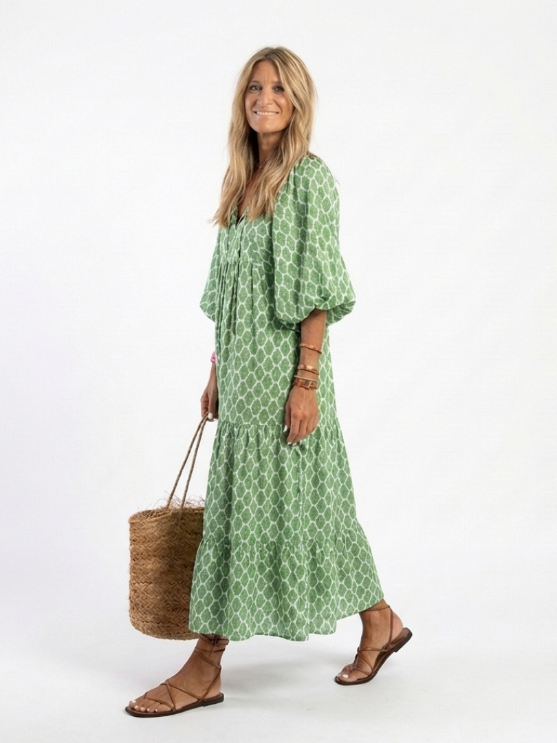 APOLLINE | SLEEVE NECK MIDI DRESS FOR WOMEN