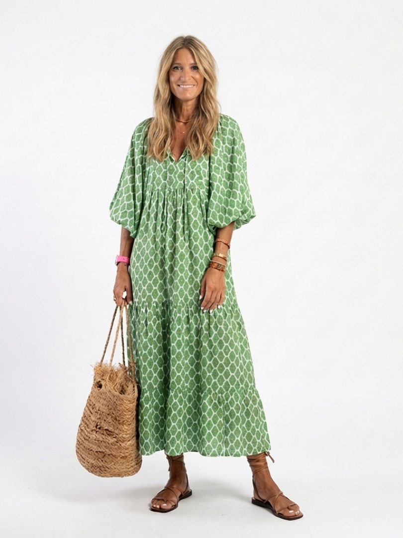 APOLLINE | SLEEVE NECK MIDI DRESS FOR WOMEN