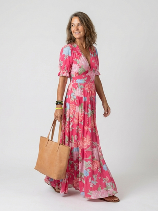 COLETTE | FLORAL V-NECK MAXI DRESS FOR WOMEN