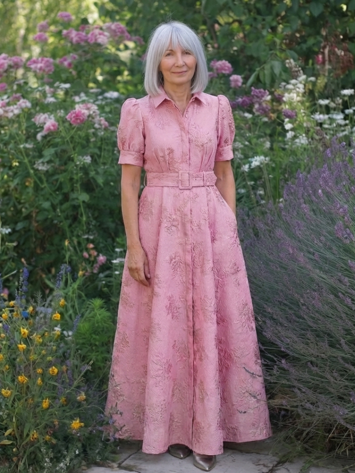 OLYMPE | BELTED FLORAL MAXI DRESS FOR WOMEN