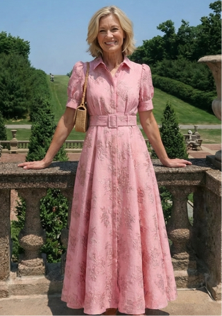OLYMPE | BELTED FLORAL MAXI DRESS FOR WOMEN