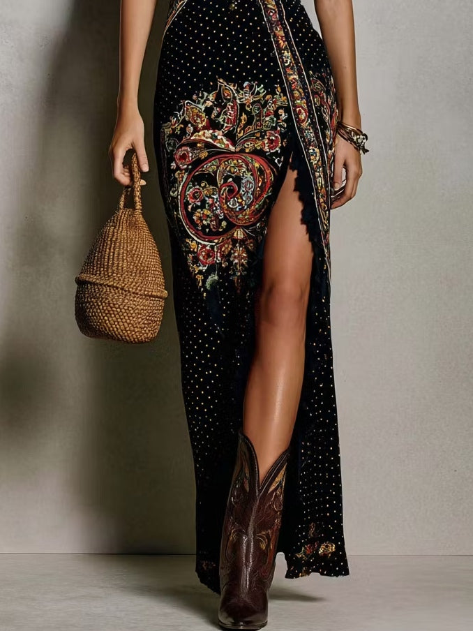 BOHEMIAN-STYLE | PRINTED DEEP V-NECK DRESS FOR WOMEN