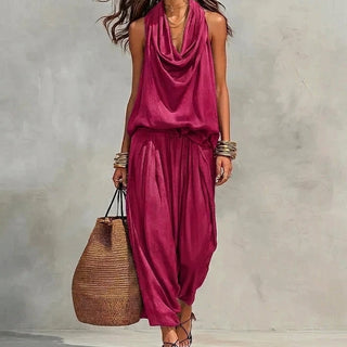 AMBRA | FLOWY DRAPED HALTER SET FOR WOMEN