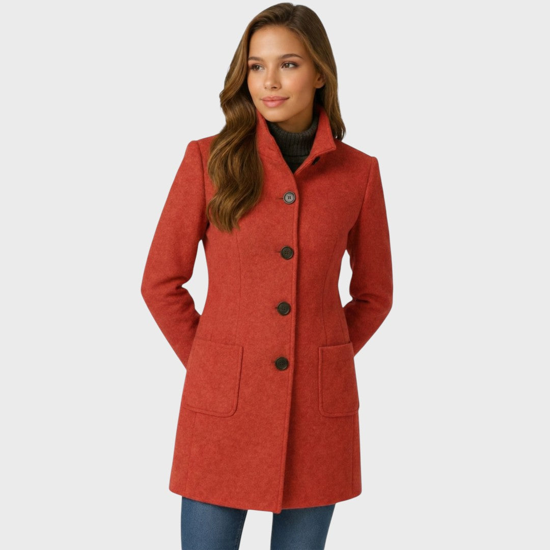 DELORES | STRUCTURED STAND COLLAR COAT FOR WOMEN
