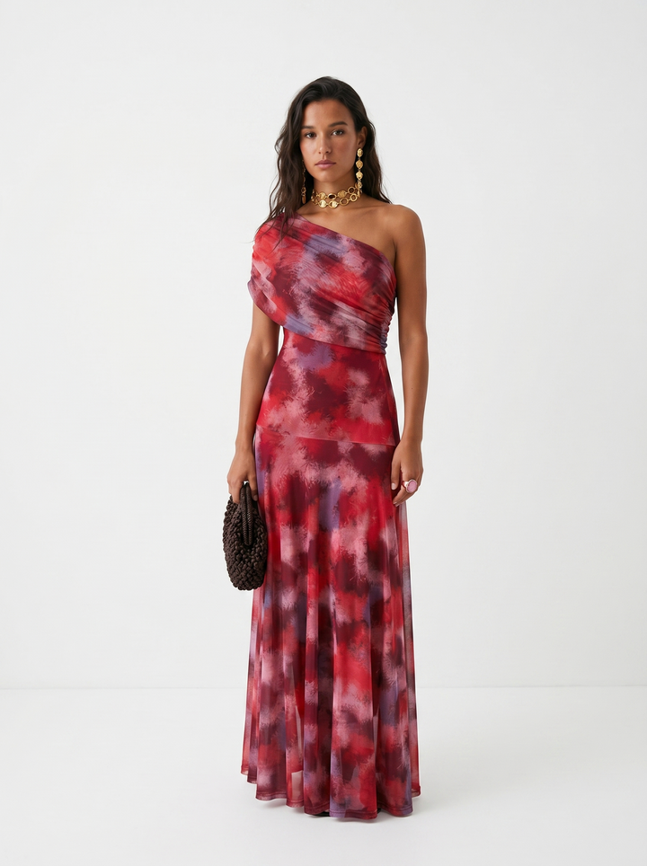 ILONA | ONE-SHOULDER PRINT MAXI DRESS FOR WOMEN
