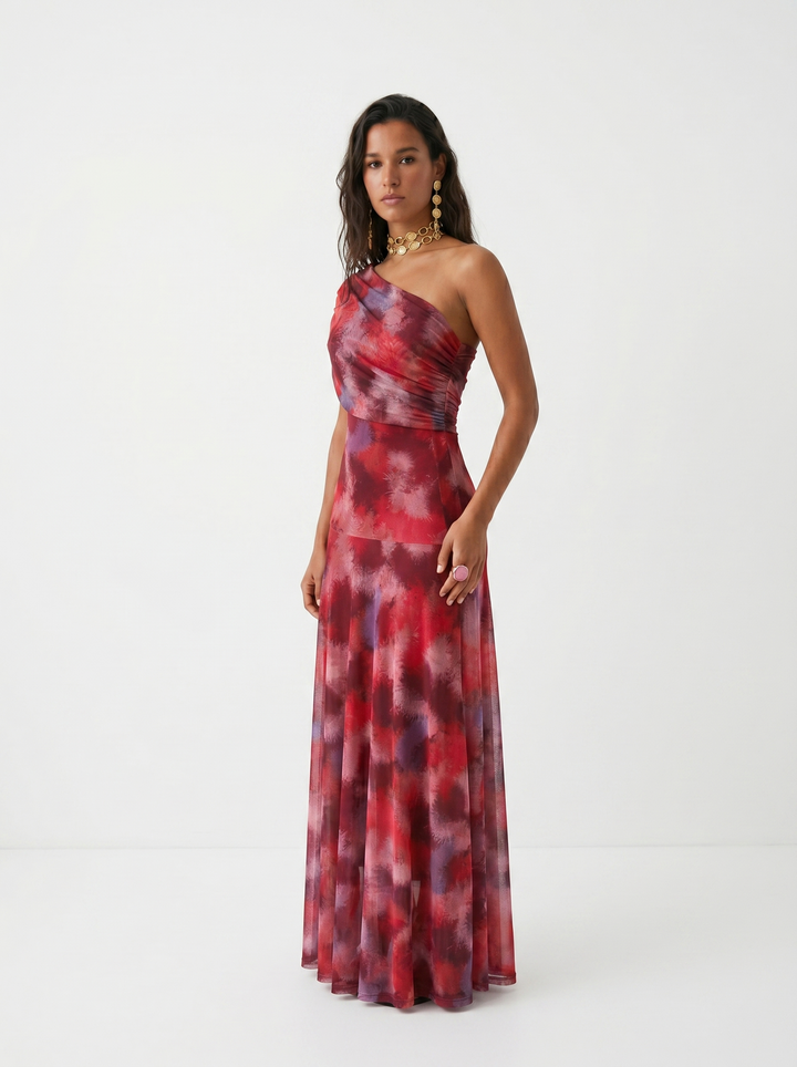 ILONA | ONE-SHOULDER PRINT MAXI DRESS FOR WOMEN