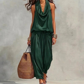 AMBRA | FLOWY DRAPED HALTER SET FOR WOMEN