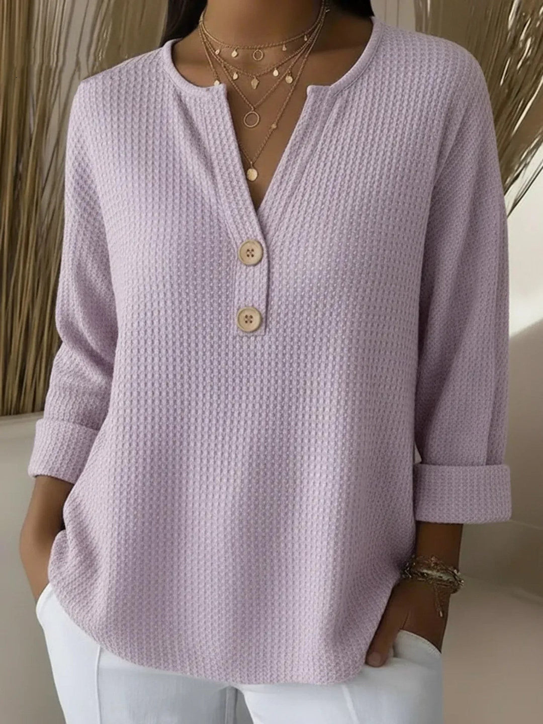 SABRINA | HENLEY BUTTON TOP FOR WOMEN