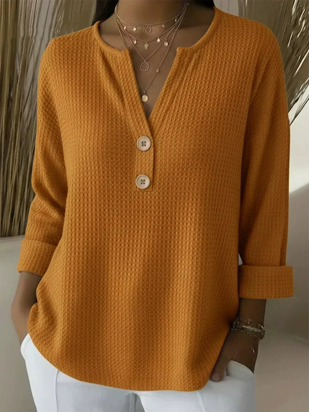 SABRINA | HENLEY BUTTON TOP FOR WOMEN