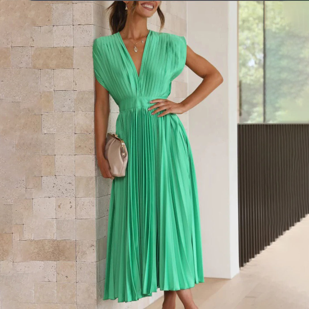 EDITH | TIMELESS PLEATED MIDI DRESS FOR WOMEN