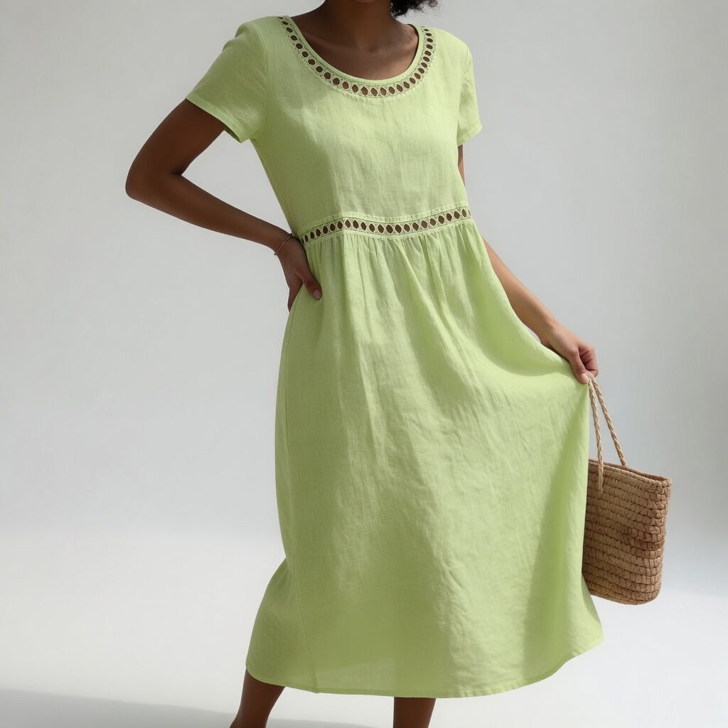 LIVIA | EMBROIDERED DETAIL MIDI DRESS FOR WOMEN