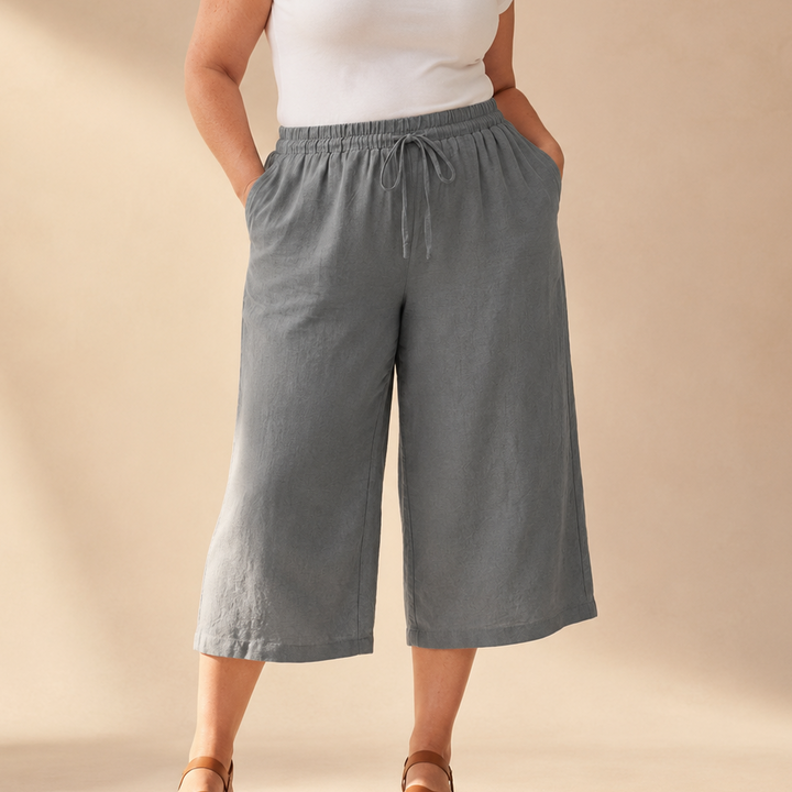 CALMARA | CROPPED WIDE-LEG DRAWSTRING PANTS FOR WOMEN