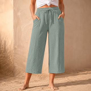 LINELLE | CRINKLE WIDE-LEG CROPPED PANTS FOR WOMEN