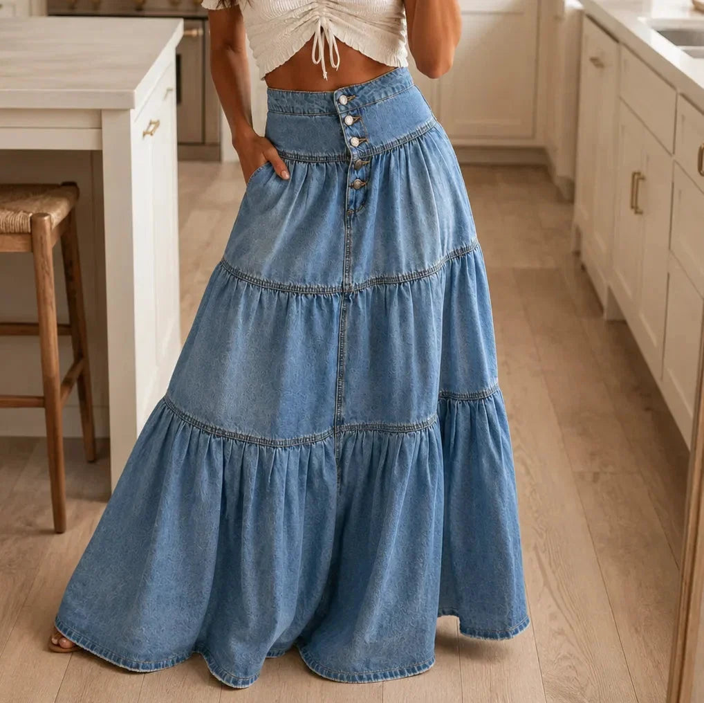 ROMELLA | HIGH WAISTED DENIM SKIRT FOR WOMEN