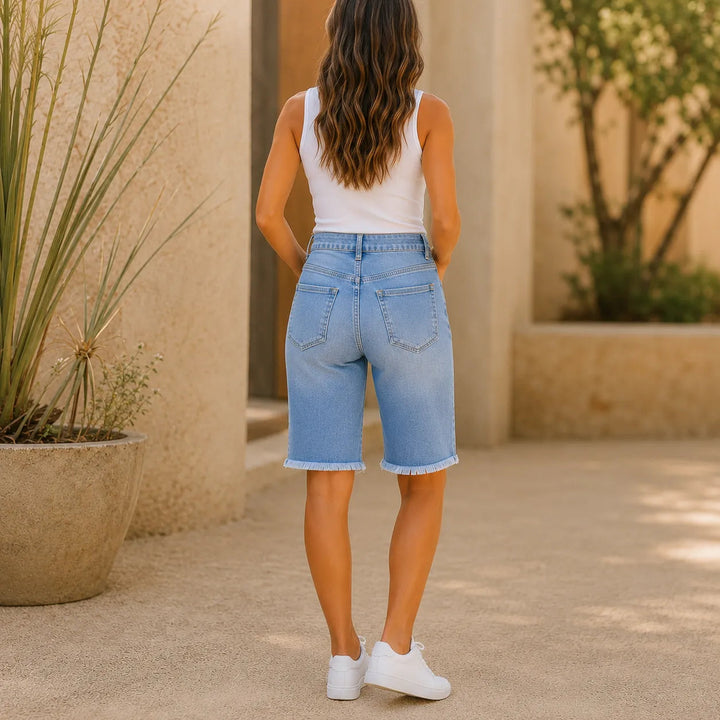 DENIMLY | HIGH WAISTED FRAYED SHORTS FOR WOMEN