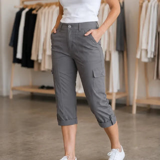 CALIVA | CROPPED CARGO CAPRI PANTS FOR WOMEN