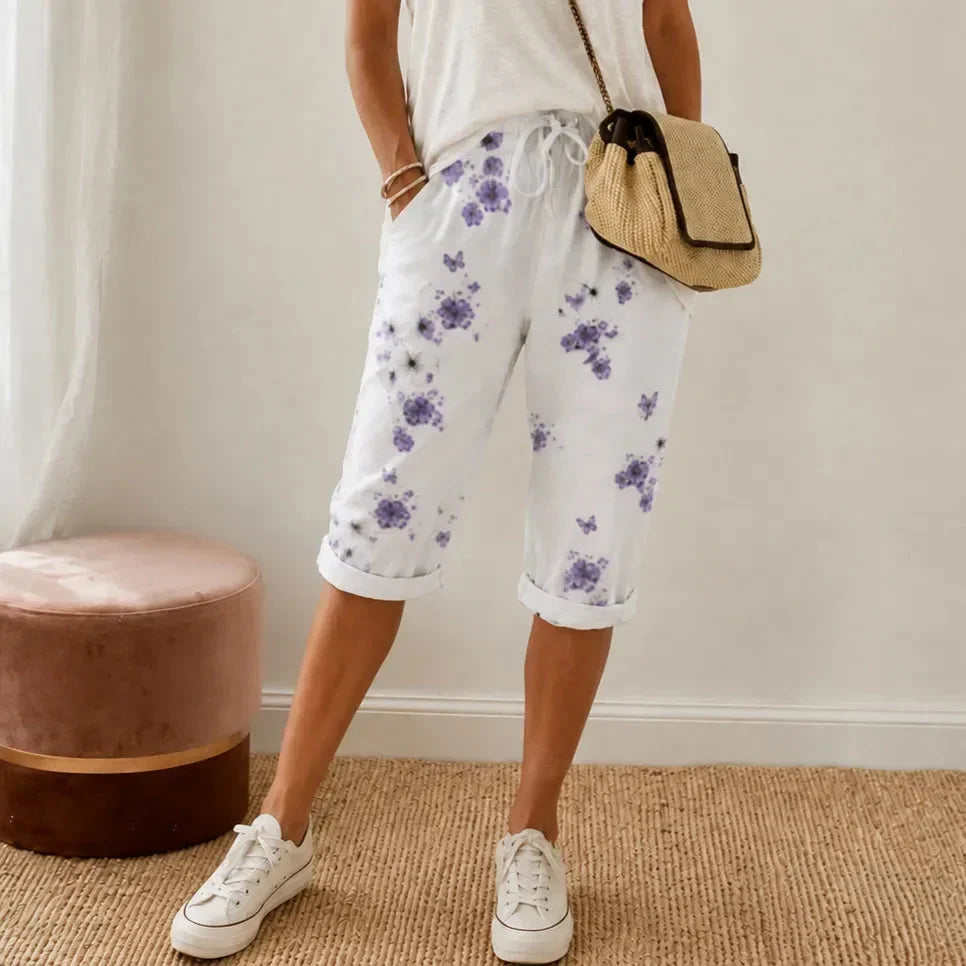 SOLAVIA | CROPPED DRAWSTRING POCKETS PANTS FOR WOMEN