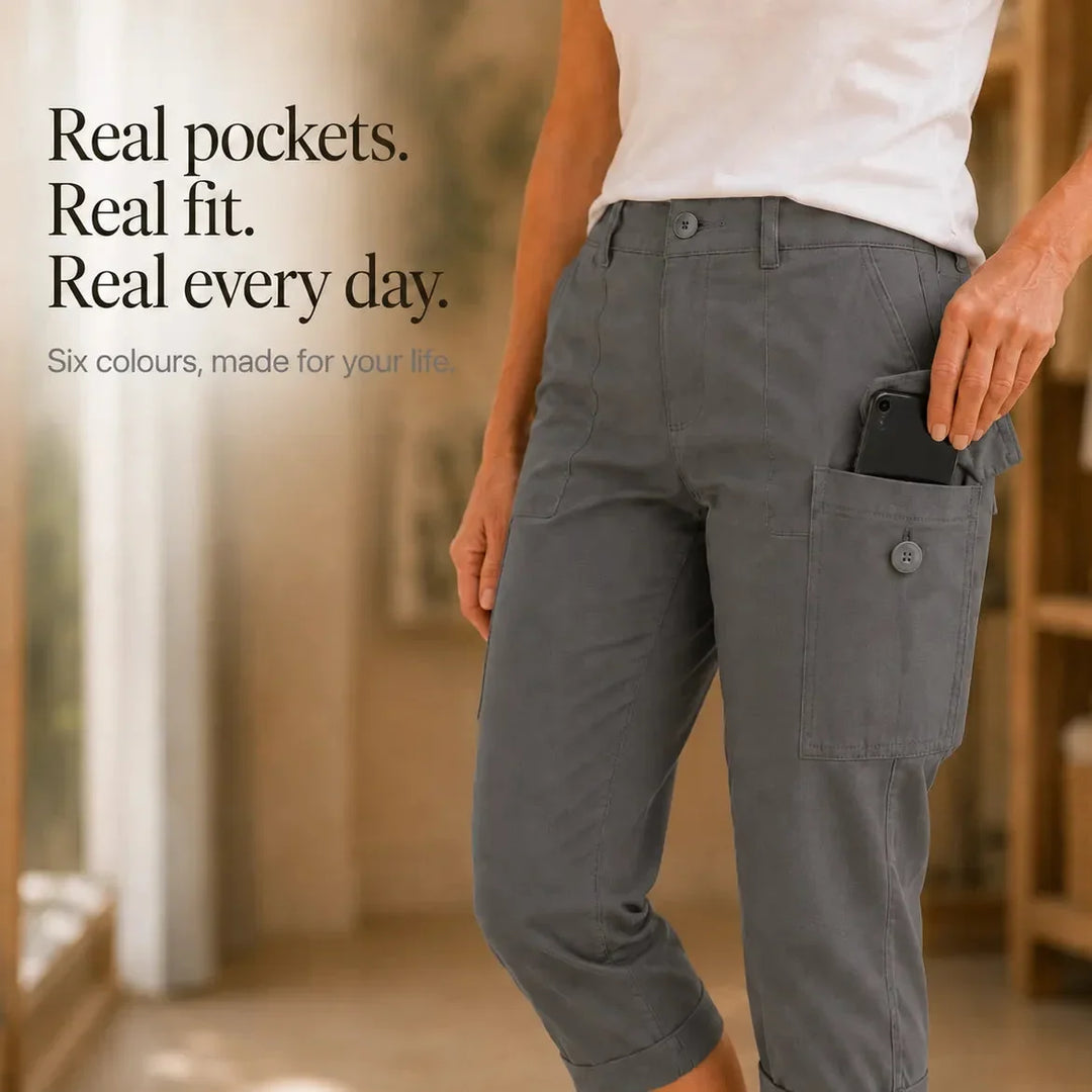 CALIVA | CROPPED CARGO CAPRI PANTS FOR WOMEN