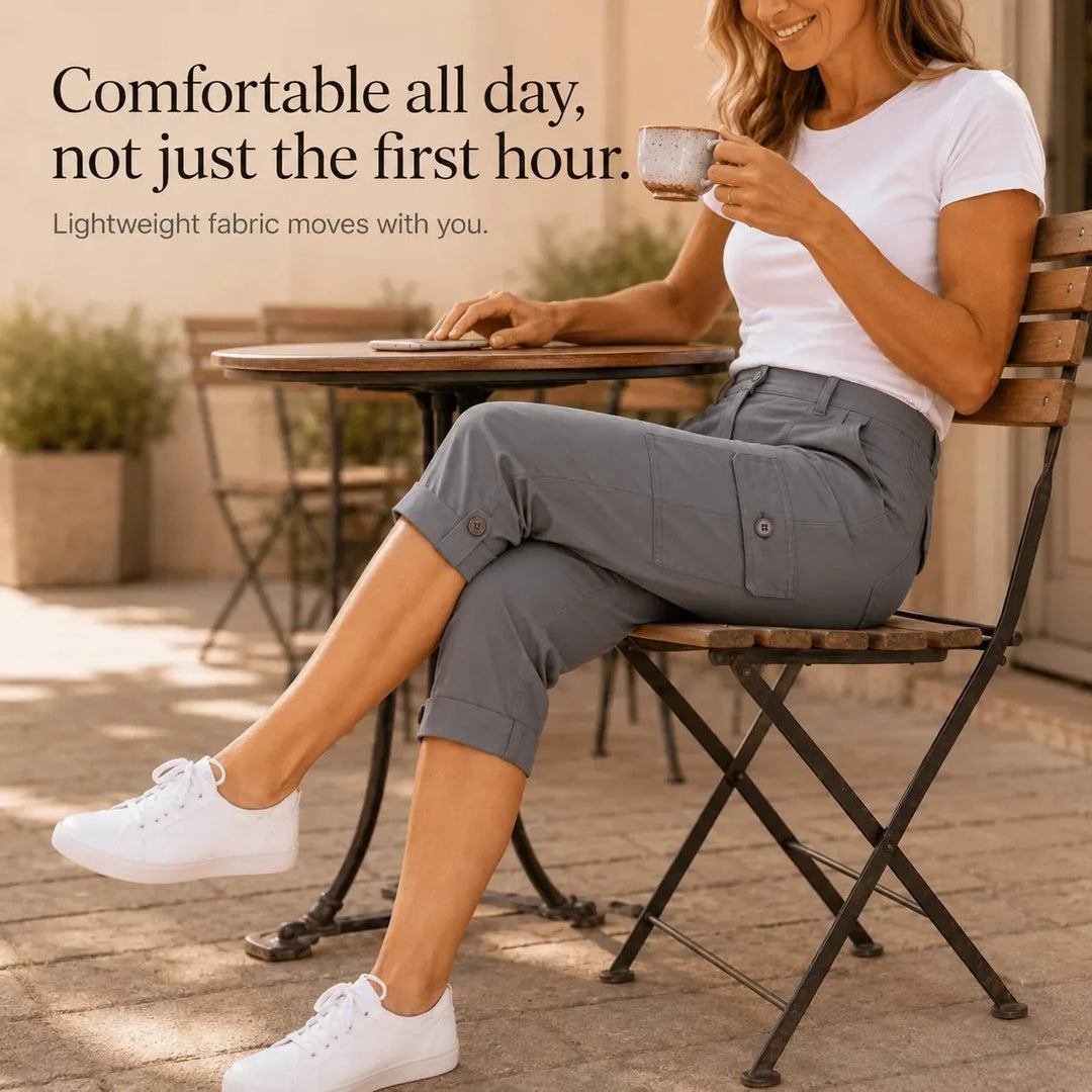 CALIVA | CROPPED CARGO CAPRI PANTS FOR WOMEN