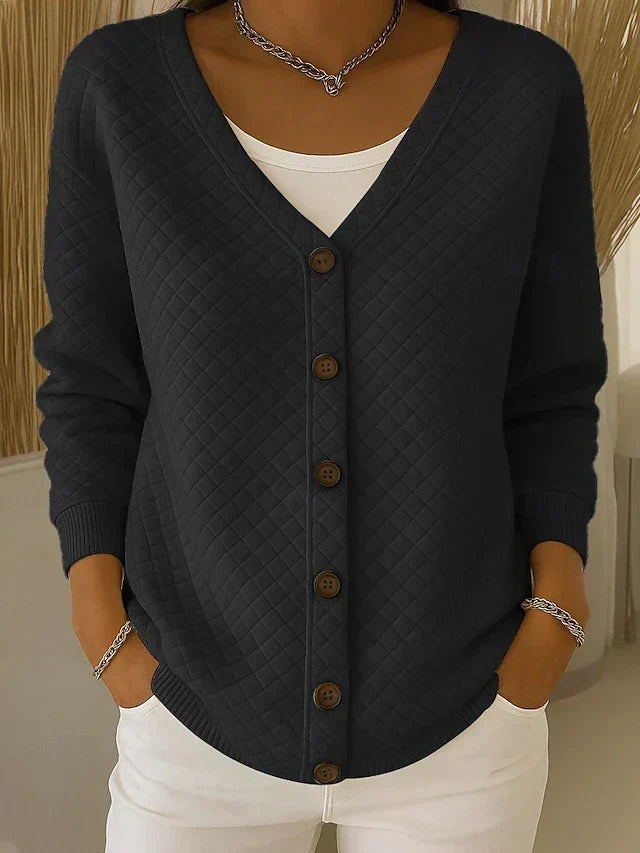 PERRINE | QUILTED BUTTON-FRONT CARDIGAN FOR WOMEN