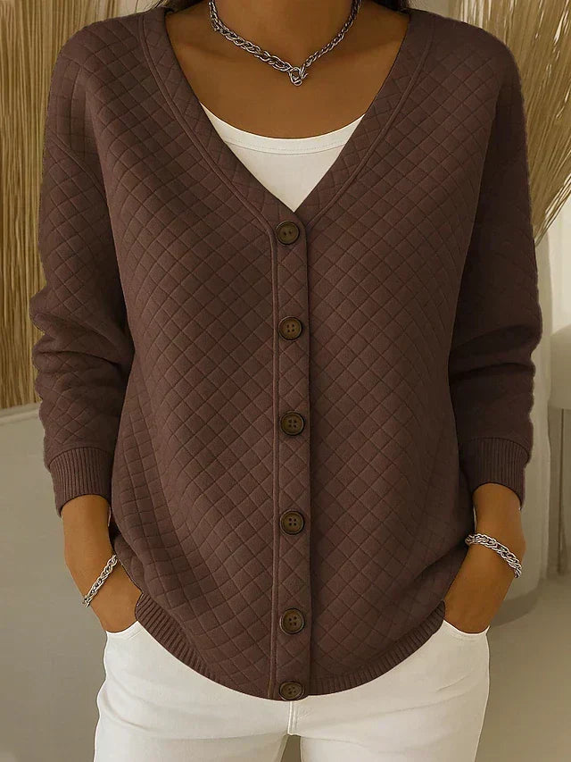 PERRINE | QUILTED BUTTON-FRONT CARDIGAN FOR WOMEN