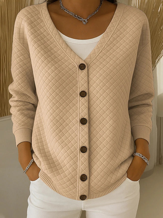 PERRINE | QUILTED BUTTON-FRONT CARDIGAN FOR WOMEN