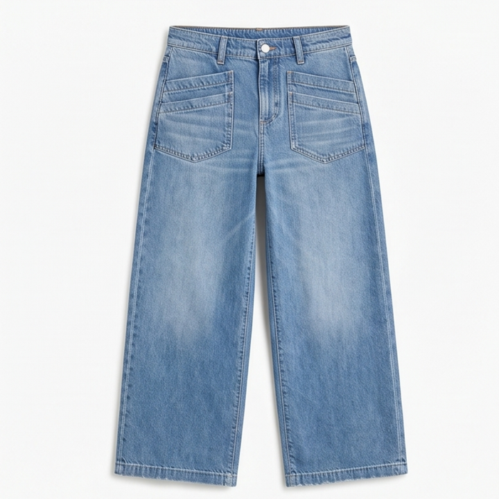 VELLORA | PATCH-POCKET WIDE-LEG JEANS FOR WOMEN