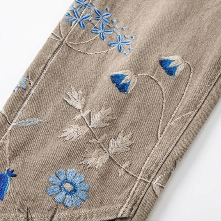 BLOOMARA | EMBROIDERED WIDE-LEG TULIP JEANS FOR WOMEN