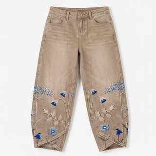 BLOOMARA | EMBROIDERED WIDE-LEG TULIP JEANS FOR WOMEN