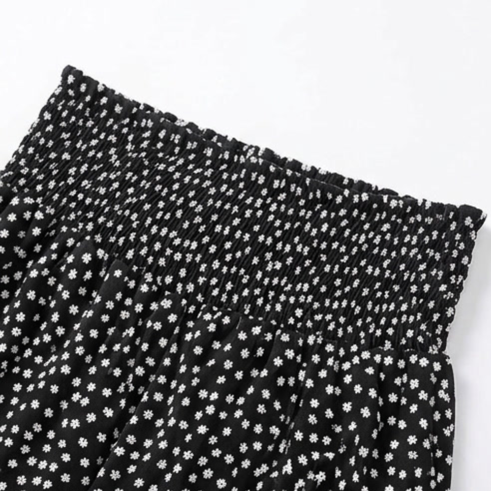 VELURA | SMOCKED WIDE-LEG RUFFLE PANTS FOR WOMEN