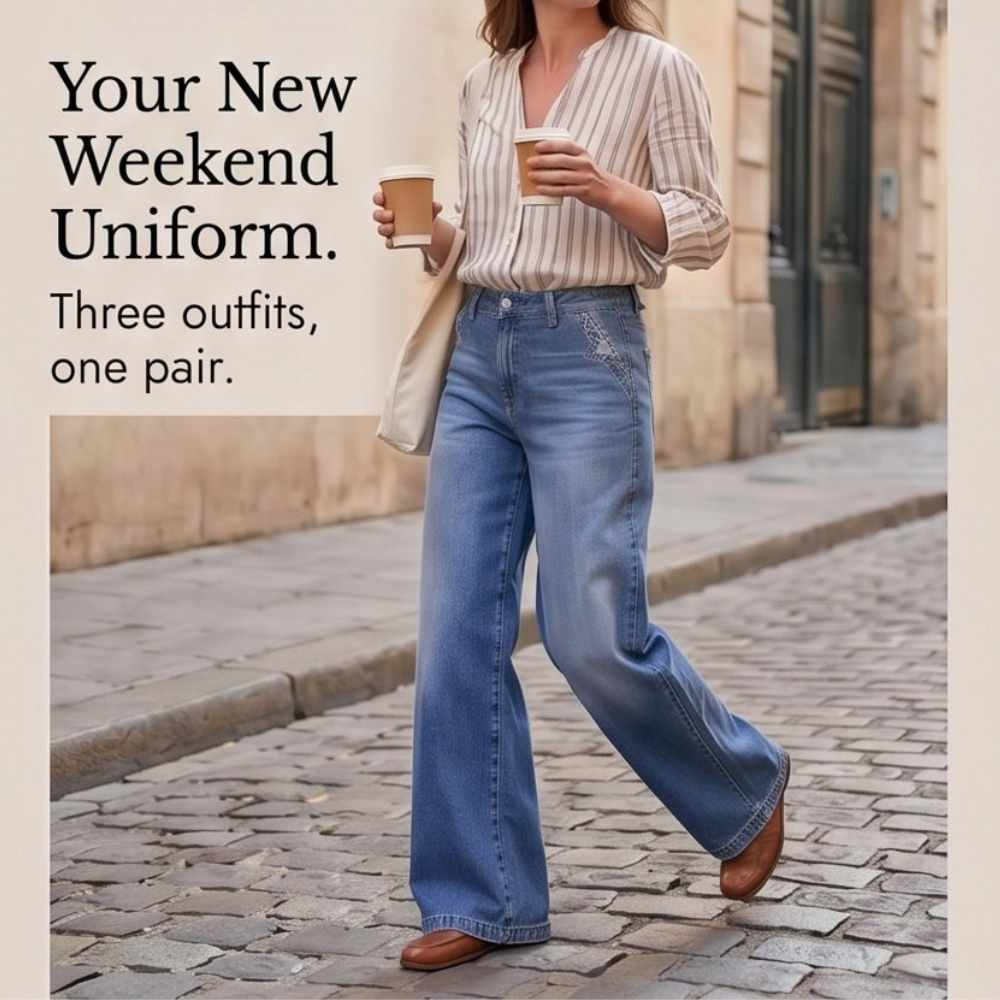 LUVENZA | VINTAGE WIDE-LEG FLARE JEANS FOR WOMEN