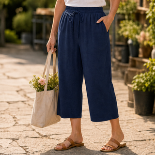 CALMARA | CROPPED WIDE-LEG DRAWSTRING PANTS FOR WOMEN