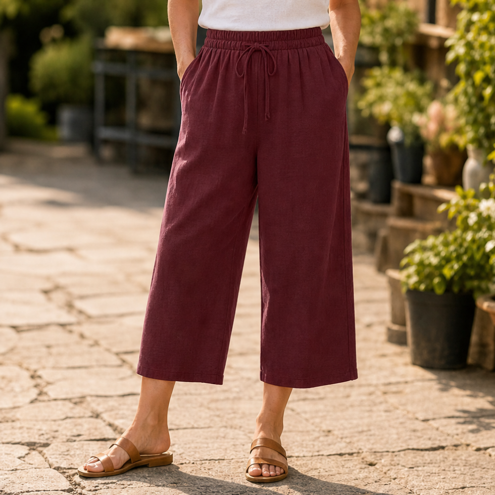 CALMARA | CROPPED WIDE-LEG DRAWSTRING PANTS FOR WOMEN