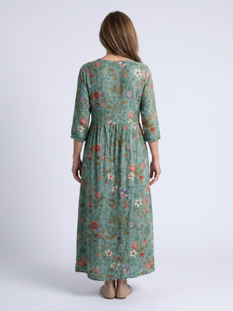MARINA | FLORAL NECK SLEEVE DRESS FOR WOMEN