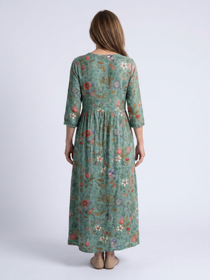MARINA | FLORAL NECK SLEEVE DRESS FOR WOMEN