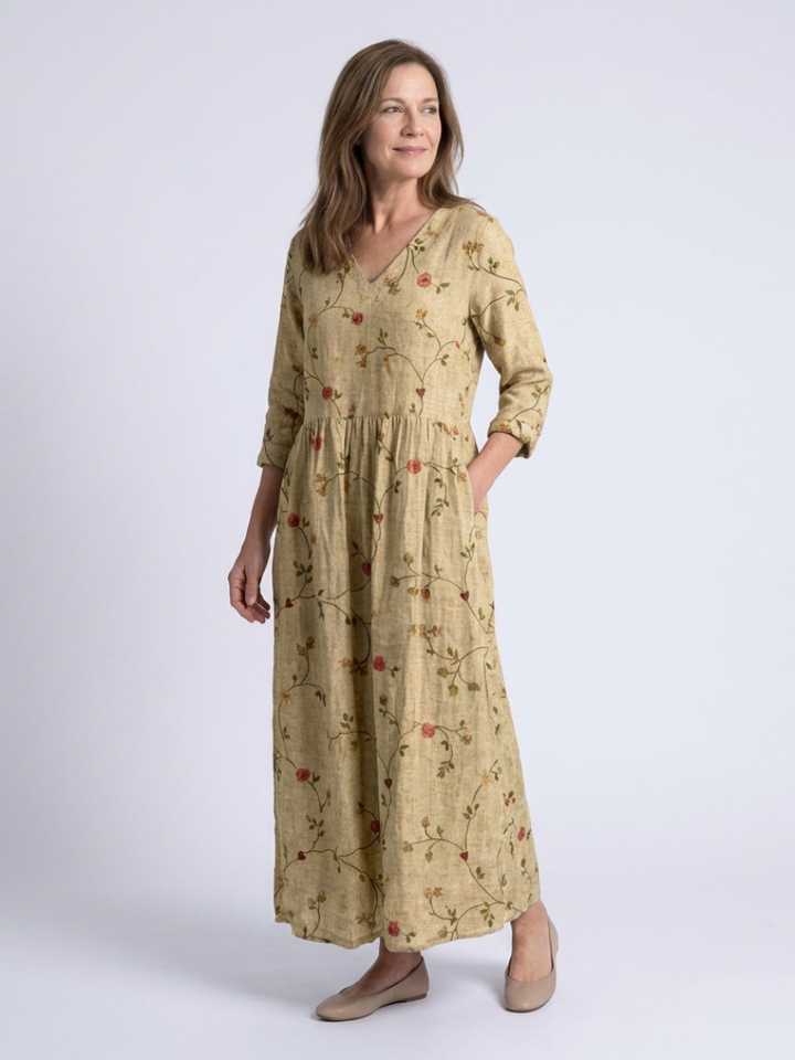 MARINA | FLORAL NECK SLEEVE DRESS FOR WOMEN
