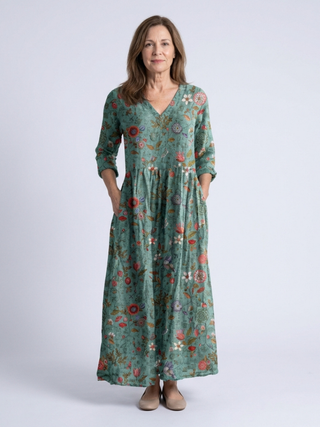 MARINA | FLORAL NECK SLEEVE DRESS FOR WOMEN