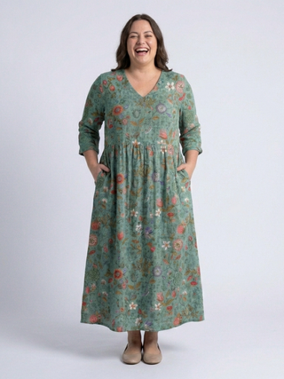MARINA | FLORAL NECK SLEEVE DRESS FOR WOMEN