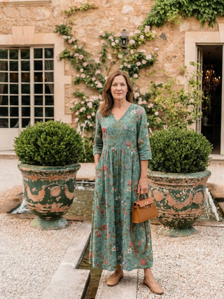 MARINA | FLORAL NECK SLEEVE DRESS FOR WOMEN