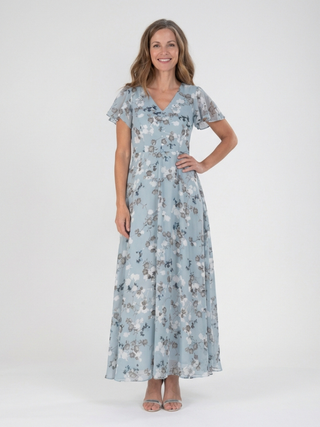 ISMERIA | FLORAL CHIFFON MAXI DRESS FOR WOMEN