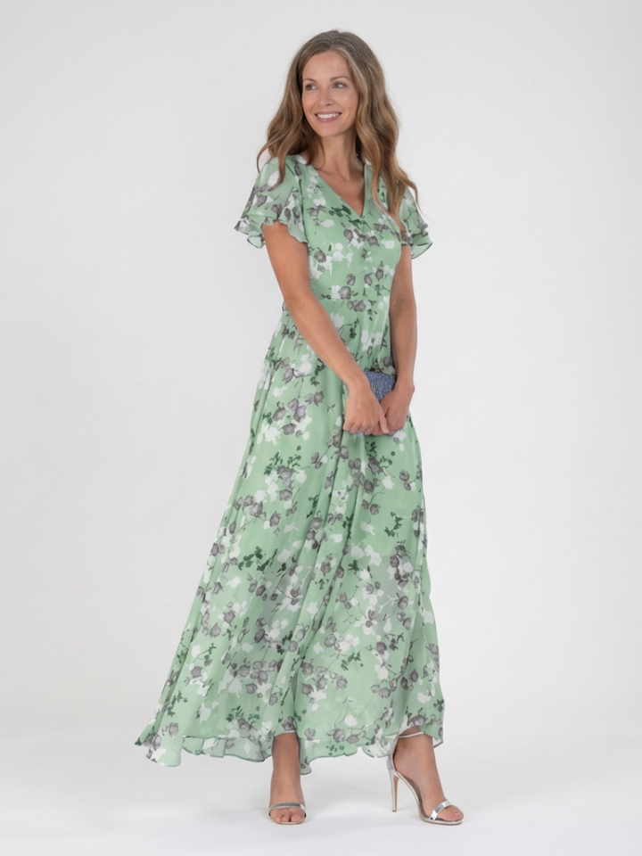 ISMERIA | FLORAL CHIFFON MAXI DRESS FOR WOMEN