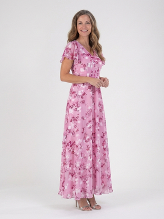 ISMERIA | FLORAL CHIFFON MAXI DRESS FOR WOMEN