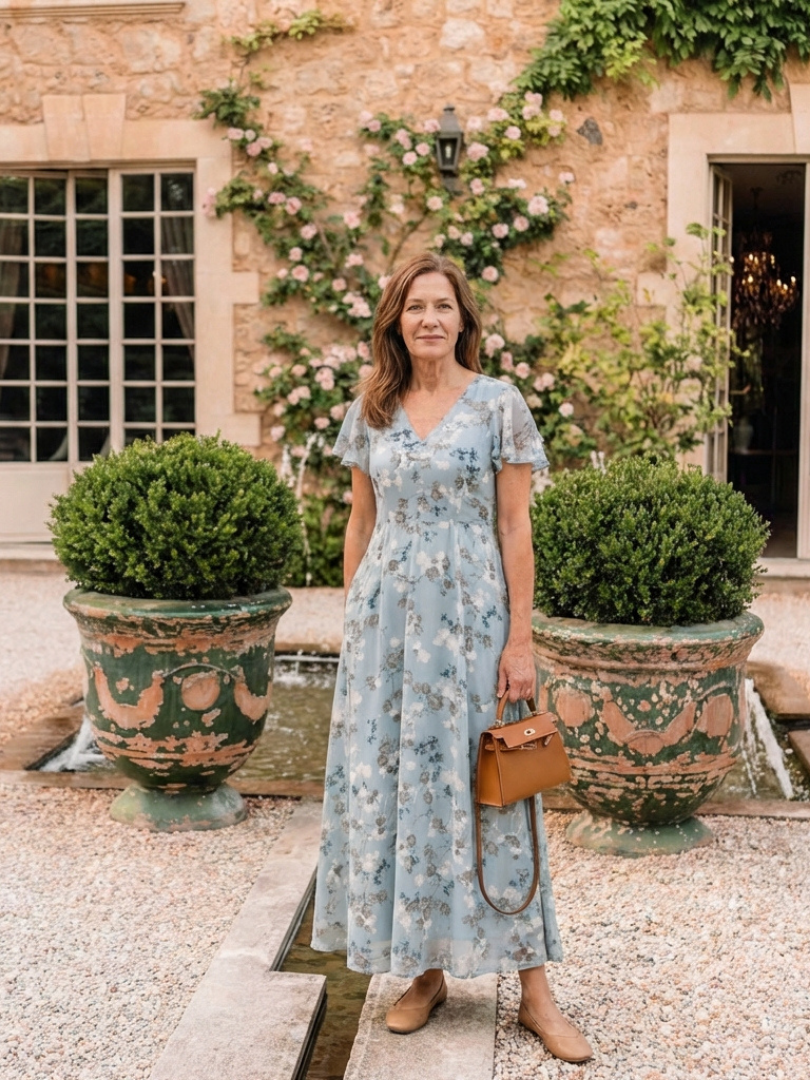 ISMERIA | FLORAL CHIFFON MAXI DRESS FOR WOMEN