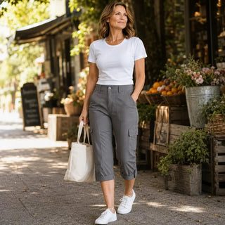 CALIVA | CROPPED CARGO CAPRI PANTS FOR WOMEN
