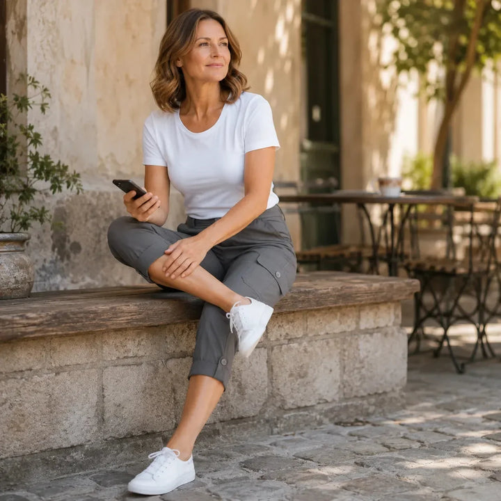 CALIVA | CROPPED CARGO CAPRI PANTS FOR WOMEN