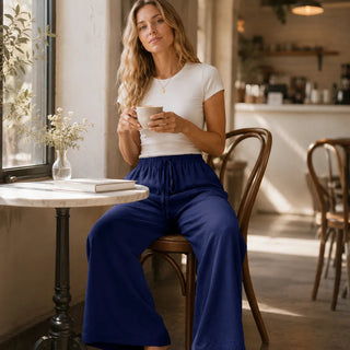 LORAVIE | CRINKLE WIDE LEG PANTS FOR WOMEN