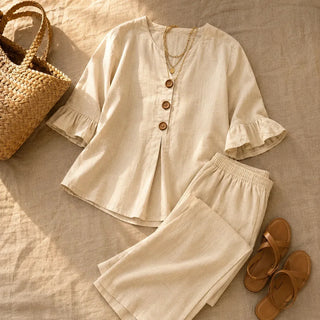 LUNAVIA | TWO-PIECE RUFFLE SLEEVES SET FOR WOMEN